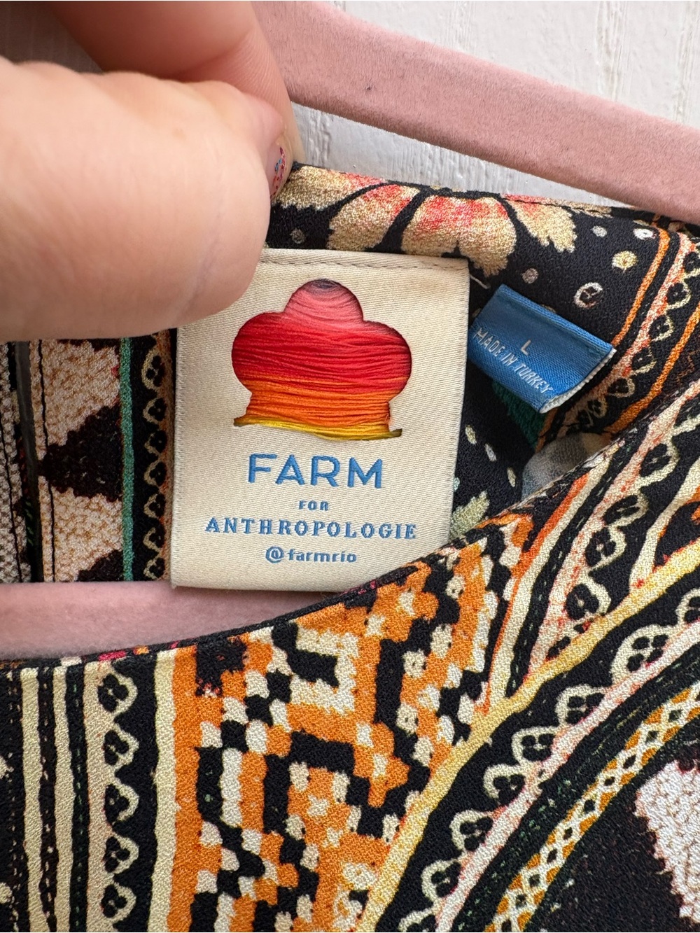 Anthropologie FARM Multicolor Black & Orange Printed Top - Picture 2 of 2